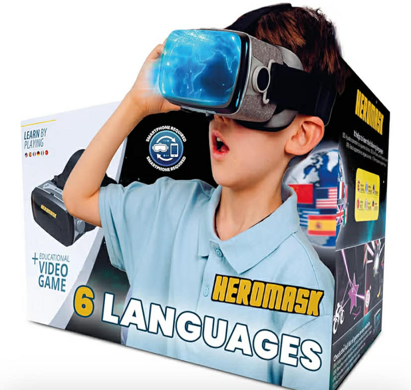 VR Headset for Kids 5-12 + Games to Learn 6 Languages ― Gift for Birthday or Christmas that gets Boys & Girls excited about Spanish, Chinese & more through Virtual Reality Gaming