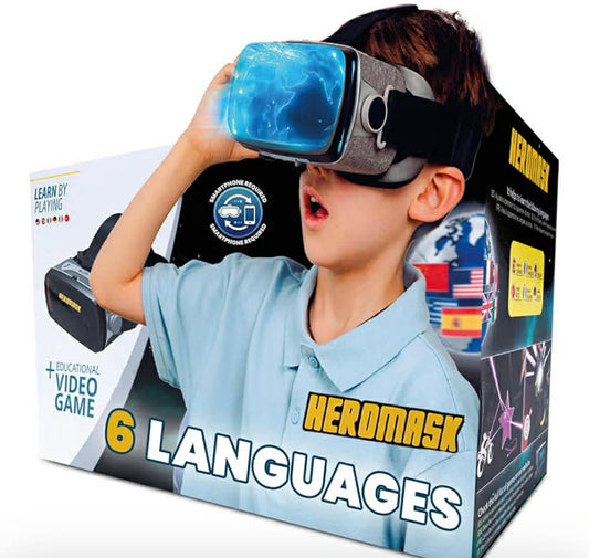 VR Headset for Kids 5-12 + Games to Learn 6 Languages ― Gift for Birthday or Christmas that gets Boys & Girls excited about Spanish, Chinese & more through Virtual Reality Gaming