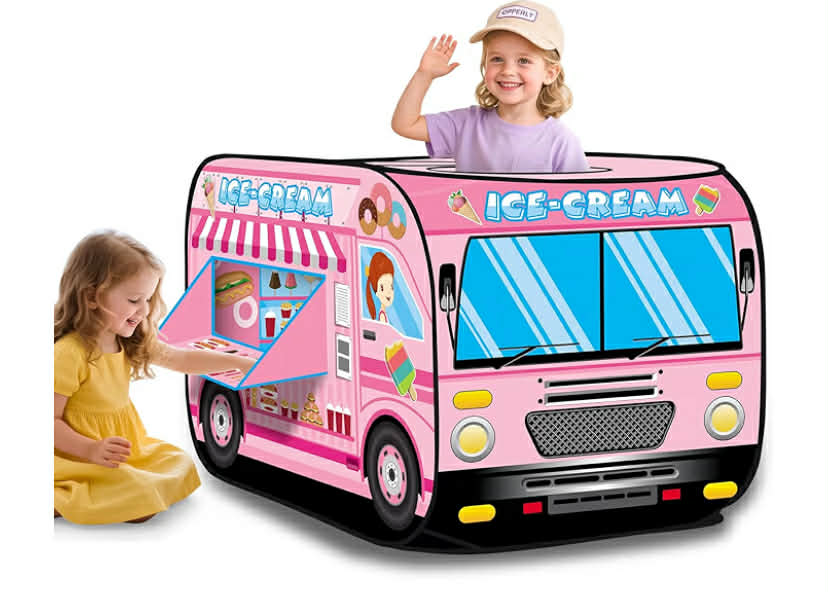 Ice Cream & fire Truck Foldable Play Tent –Children Play House Indoor Outdoor Play Toy Great Gift for Girls Boys 3 4 5 Years Old