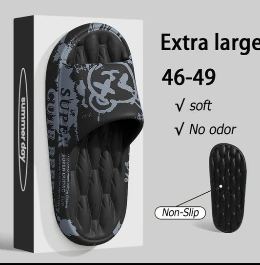 Men'S All-Season Print Slippers Plus Size Indoor Home Soft Comfortable EVA Material Bathroom Shower Daily Casual Outdoor Wear Summer Outdoor Open-Toe Beach Slippers