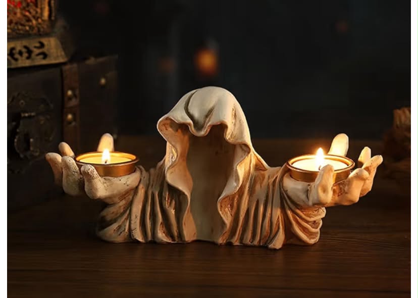 Tea Light Candle Holder Ghost Wizard Cloak Horror Halloween Decoration