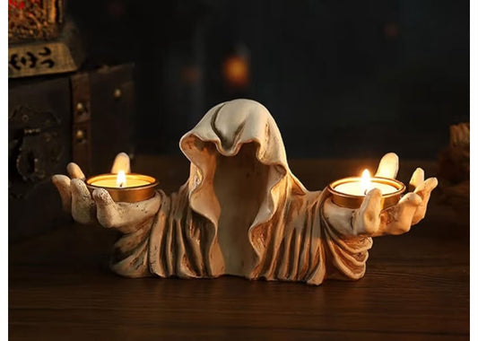 Tea Light Candle Holder Ghost Wizard Cloak Horror Halloween Decoration
