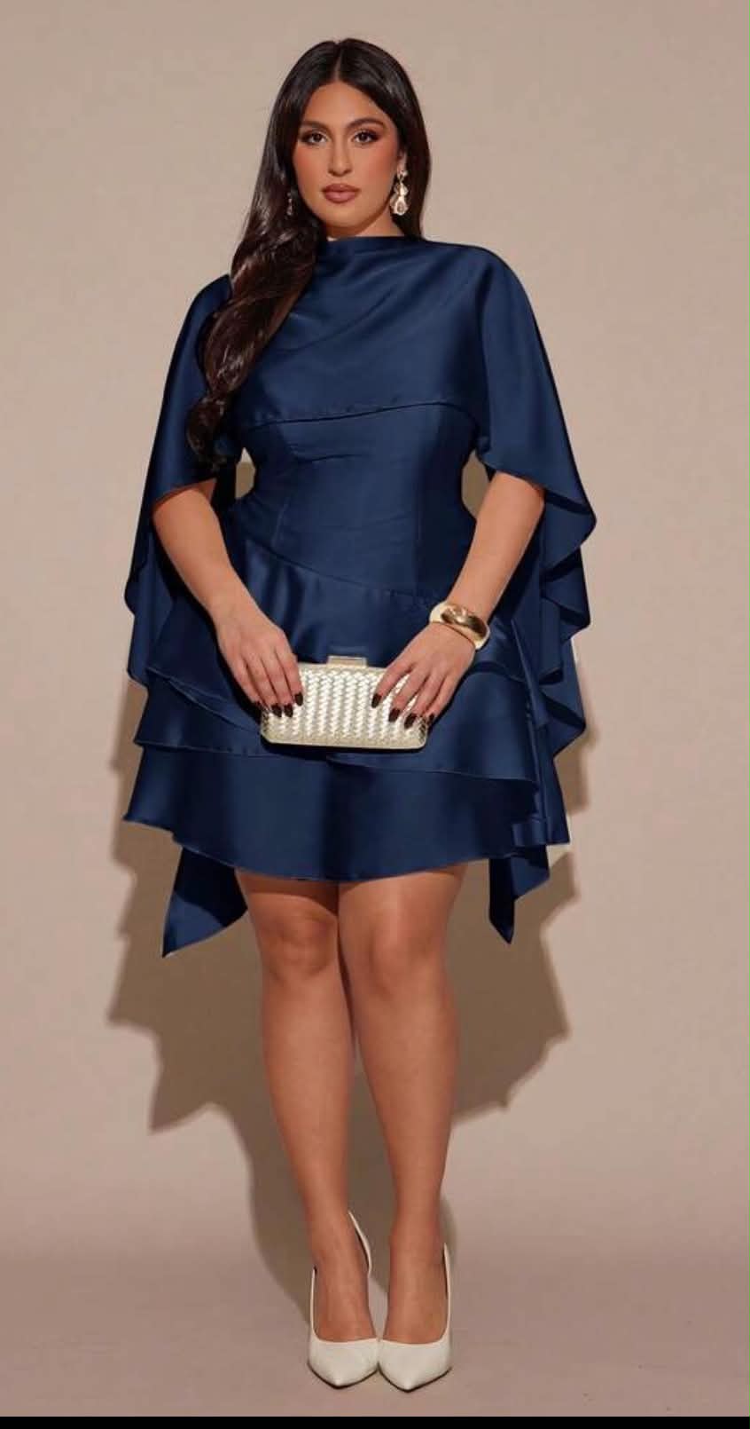 Elegant Layered Cape Dress