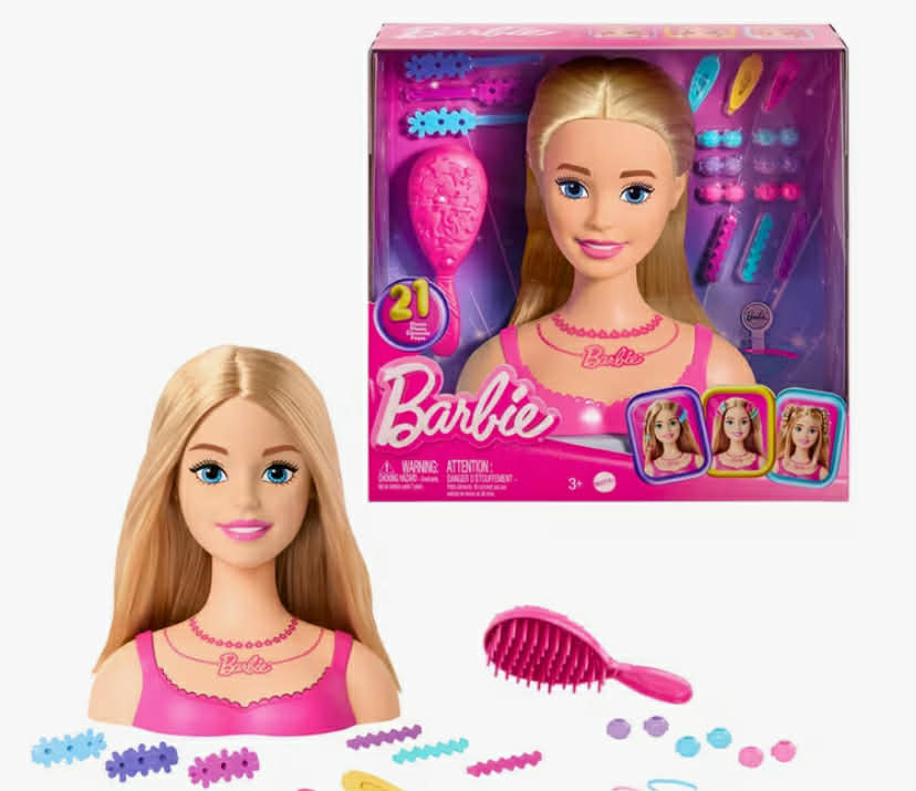 Barbie Doll Styling Head, Blond Hair with 20 Colorful Accessories