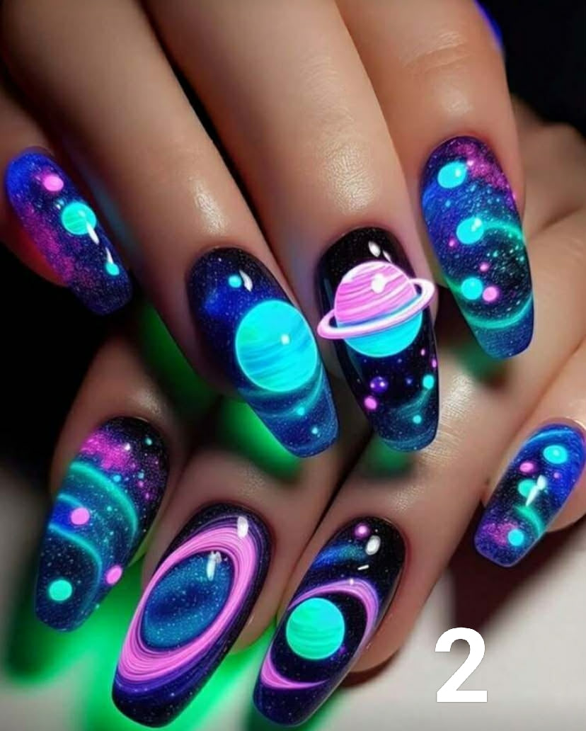 Blue Planet Designs Nails 24 Pieces Of Nails Press On Fake Nails Nails Supplies Art