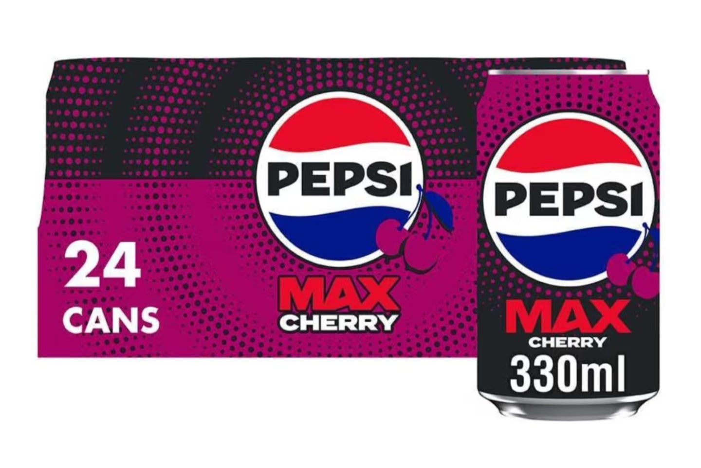 Pepsi Max Cherry No Sugar Cola Cans 24 x 330ml