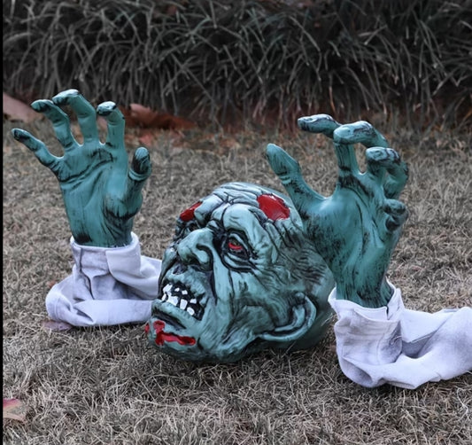 3pcs Realistic Halloween Skeleton Stakes - Spooky Groundbreakers with Arms and Skulls, Outdoor Lawn and Garden Decor