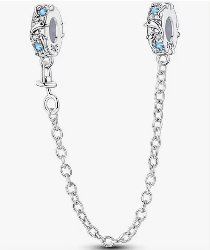 Sterling Silver Safety Chain Charms Bracelets Cute Jewellery Gifts Women