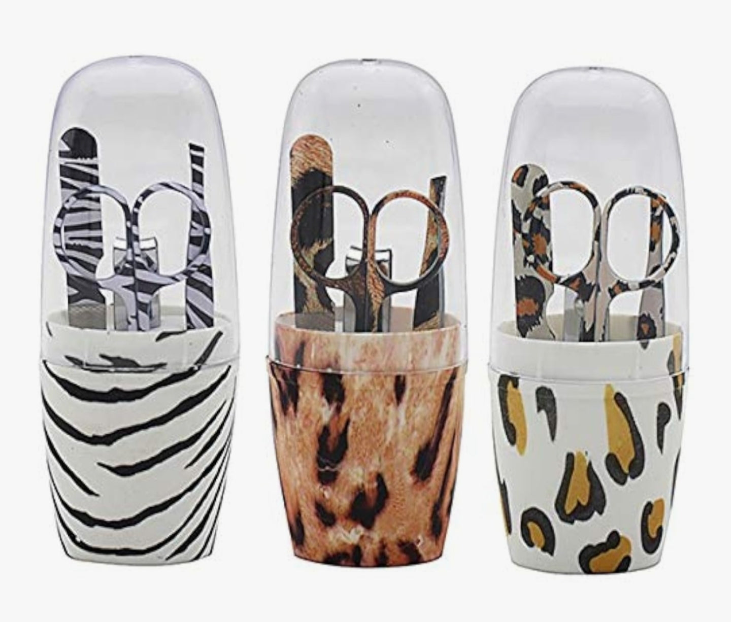 Animal Print Manicure Set, 4 Piece Grooming Kit in Fashion Print Gift Carry Box random sent