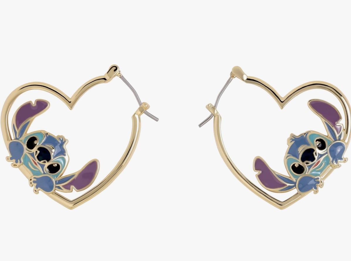 Disney Stitch Girls/Womens Love Heart  Huggie Earrings