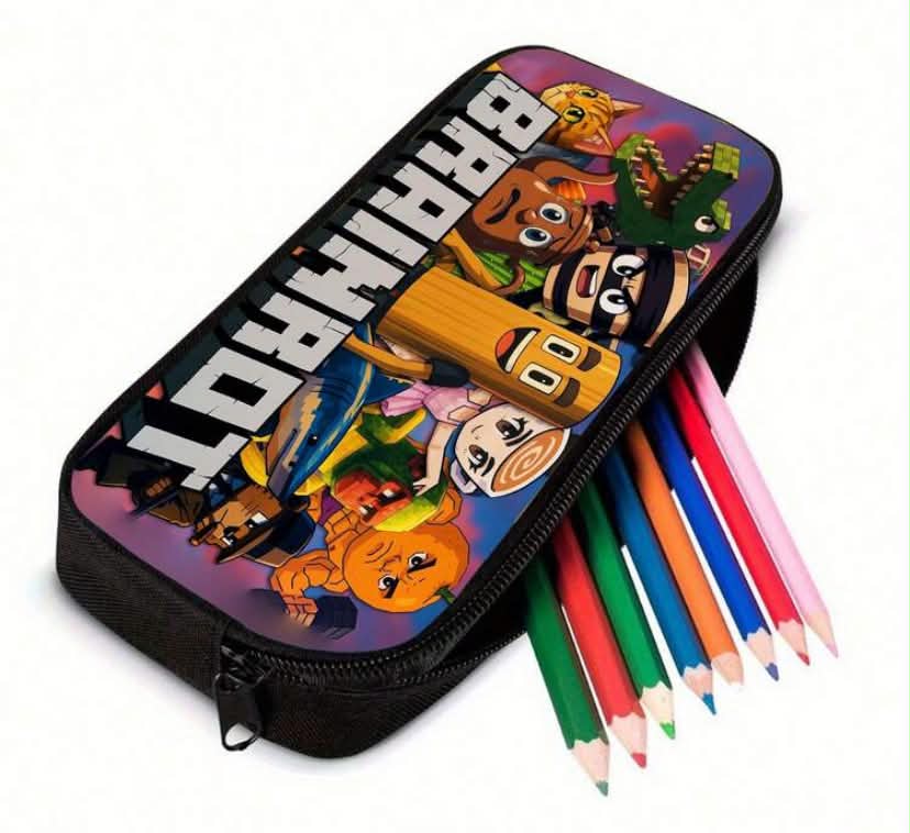 Large Capacity Zipper Durable Desktop Storage Bag With "Brain Rot" Themed Print - Stationery Organizer Pouch, Perfect Gift