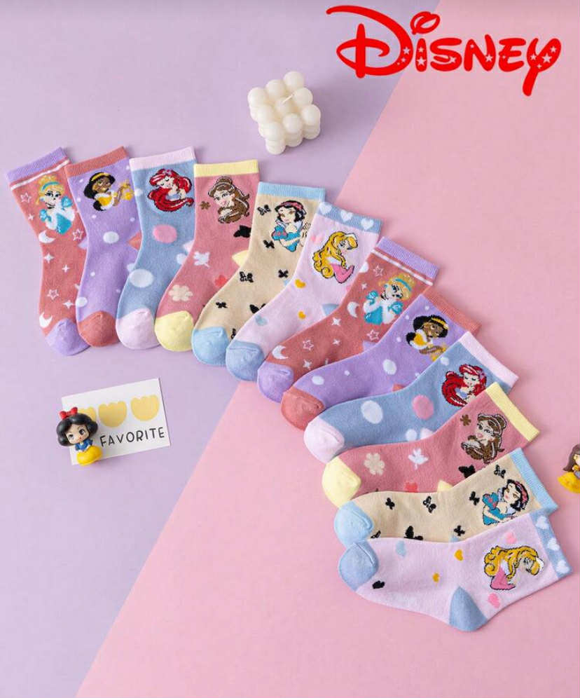 10 Pairs Princess Series Socks, Cute Princess Elsa, Mermaid Princess Mid-Calf Socks For Girls