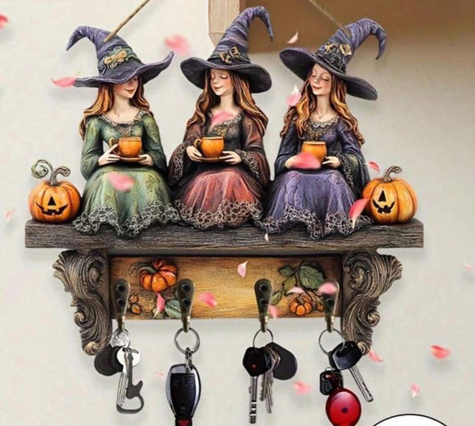 1pc Vintage Bohemian Halloween Witch Wooden Wall Hook - Can Be Used As Key Holder, Suitable For Entryway/Party Decoration, No Electricity