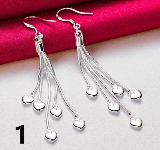 925 Sterling Silver Plated Pearl Drop Earrings For Women Wedding Engagement Party Fashion Jewelry