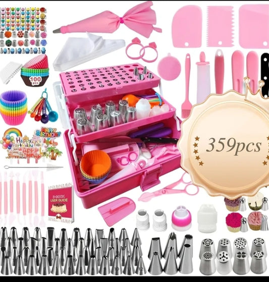 359pcs Set, Cake Decoration Set, Baking Supplies with 66 Pipe Tips, Beginner Ice Pack And Tip Set, Professional Baking Tools, Cupcake Decoration Set