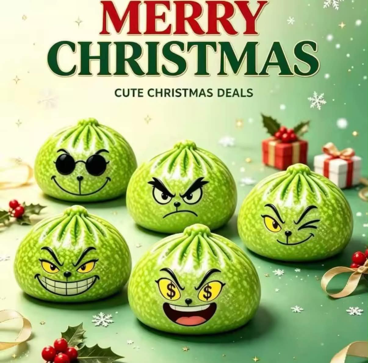 Glitter Green Dumpling With Steamer Squeeze 8.5cm Buns