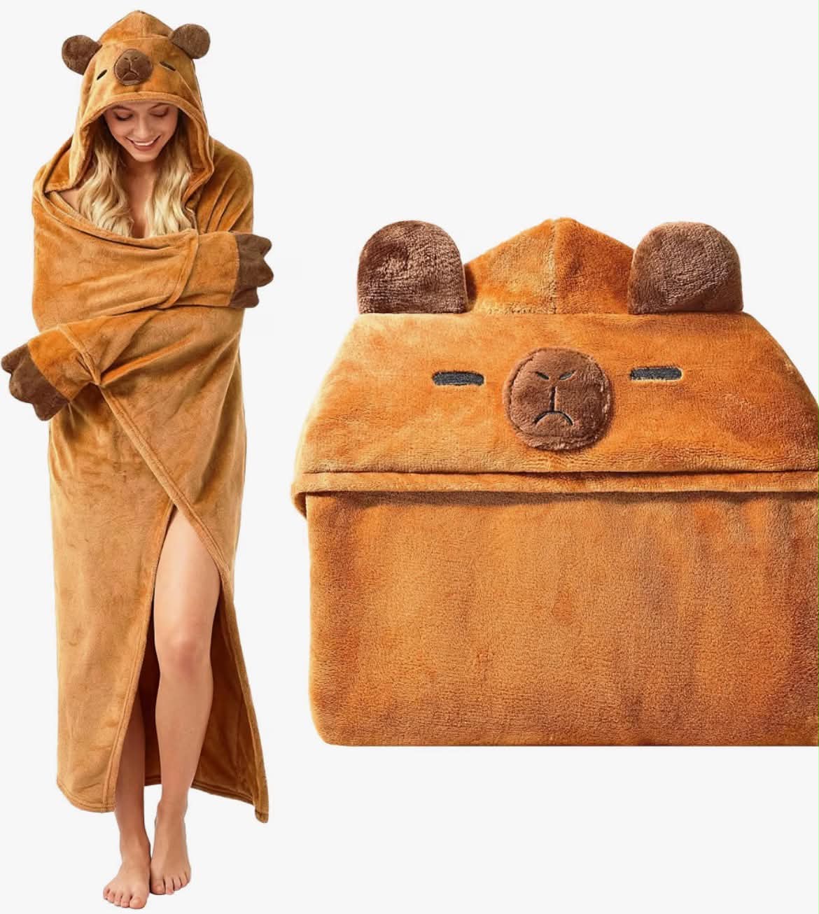 Wearable Hooded Blanket Soft Cute Warm Fluffy  59 * 51 inch