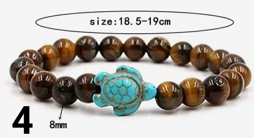 Beaded Natural stone tortoise bracelet sea turtle