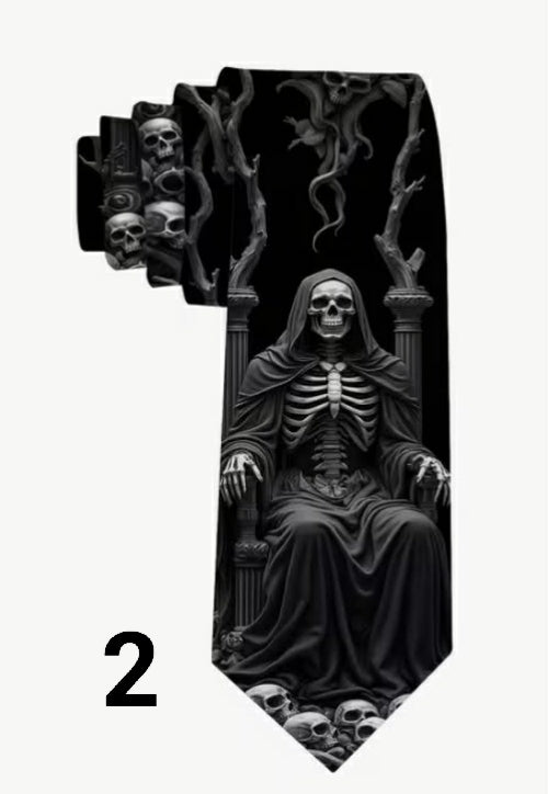 1 pc Men's Formal Necktie - Soft Comfortable Skinny Tie Suitable for Weddings, Office Wear, Gifts - Elegant Skull Design, 100% Polyester Fabric
