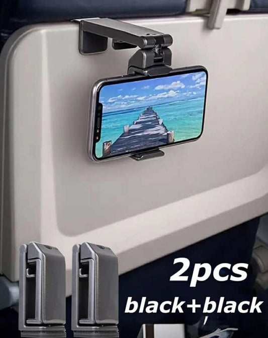 Airplane Phone Holder, Portable Travel Stand Desk Flight Foldable Adjustable Rotatable Selfie Holding Train Seat Stand, Seat Bracket Car Phone Holder