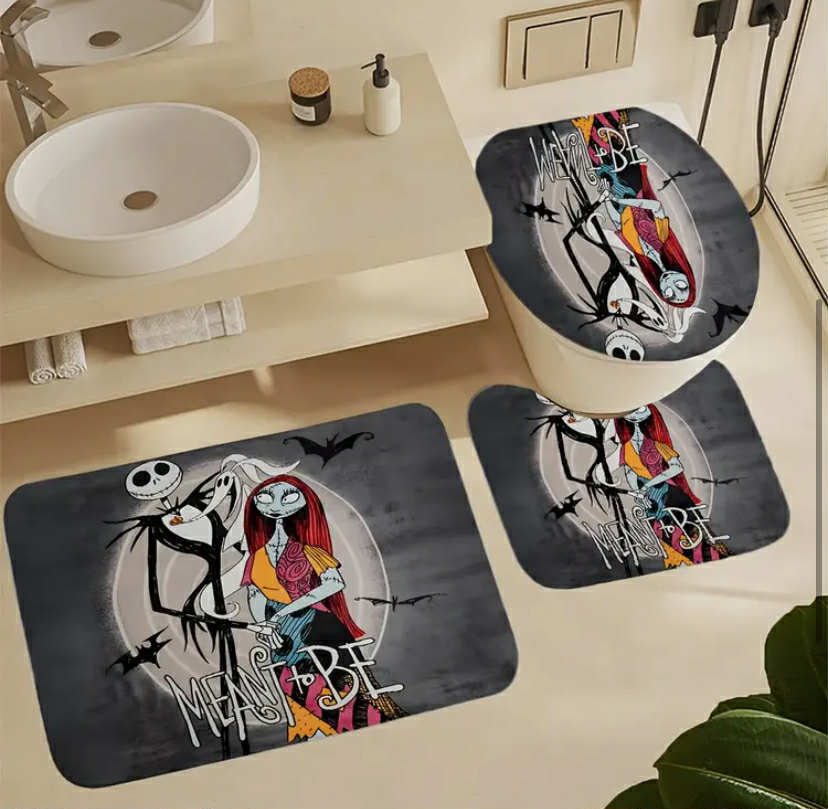 The Nightmare Before Christmas 3 pcs Bathroom Rug Set, Bath Mats Set