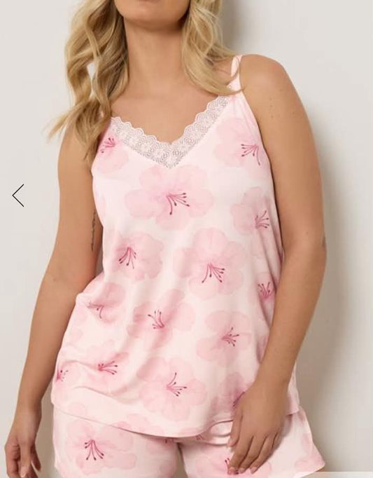 Curve Pink Hibiscus Soft Touch Pyjama Set