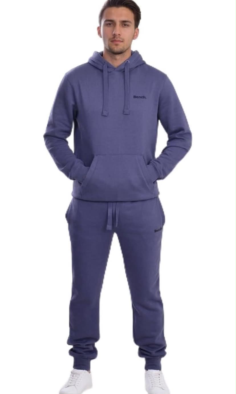 Bench Tracksuit Mens Full Set 2 Piece – Fleece Pullover Hoodie & Jogger Sweatpants Mens Tracksuit, Long Sleeve Sweatshirt with Kangaroo Pocket, Slim Fit Cuffed Joggers, Gym Running Activewear Outfit