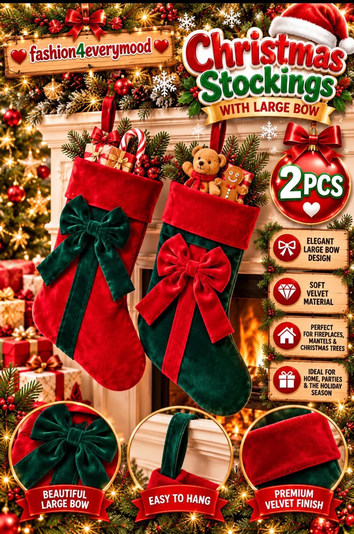 🎄2pc Velvet Christmas Stockings 🎄