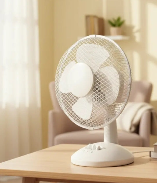 32cm Oscillating Table Fan Desk Fan 2 Speed Tilt Head Air Cooling for Home Office White
