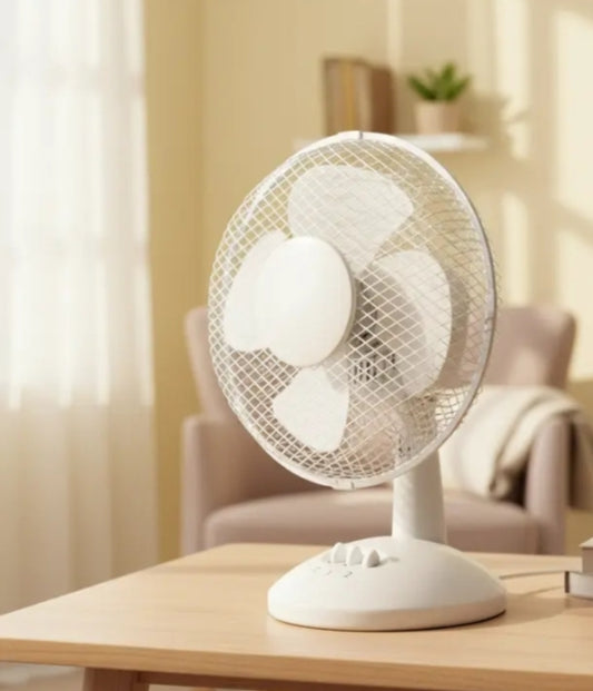 32cm Oscillating Table Fan Desk Fan 2 Speed Tilt Head Air Cooling for Home Office White