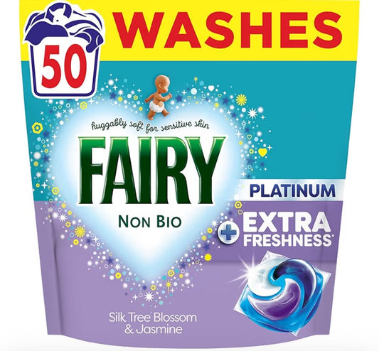 Fairy Non Bio Silk Tree Blossom & Jasmine Washing Liquid Pods, Voted No1 for Sensitive Skin 50 Washes