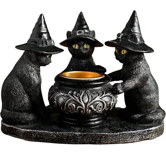 Black Cat Ornament - 16.5×10×12CM Cat Candle Holder,
