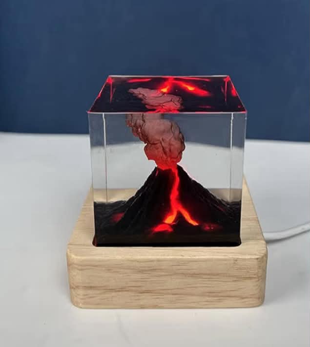 Resin Night Light - Mini Lamp for Room Decoration, Mushroom Cloud, Shark and Diver Wood Lamp (1.96in)