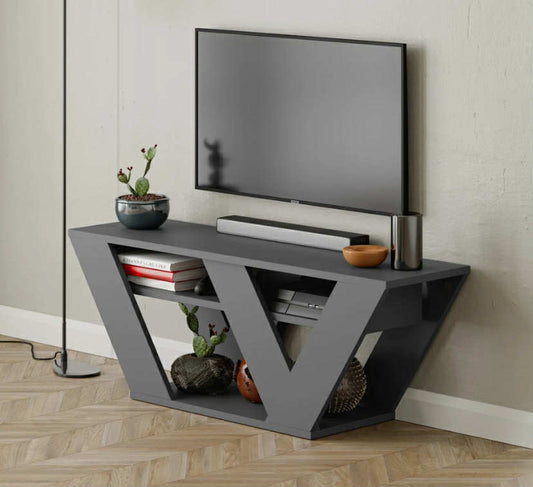 Pipralla TV Stand 110cm – V-Shaped Legs, 2 Open Compartments