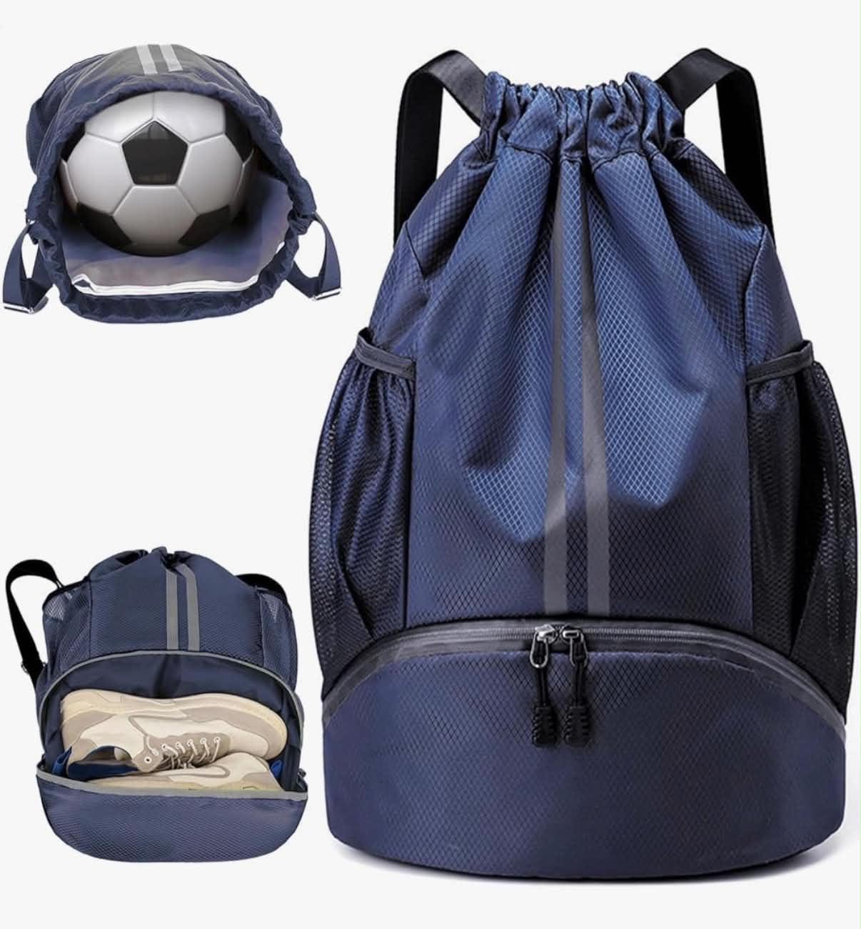 Football Boot Bag,Sports Kit Gym Sack Swimming PE Large Drawstring Bag Unise With Wet And Dry Separation,Waterproof Gym
