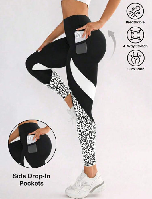 Core Rhythm Solid Color Patchwork Pocket Casual Sports Leggings Yoga Women Pants