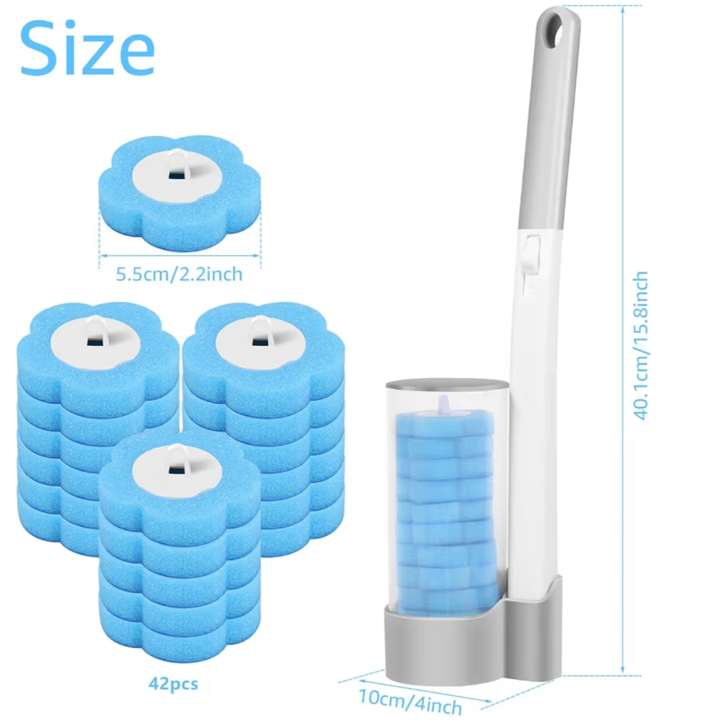 Toilet Wand Kit with 42 Refills Toilet Bowl Brush Cleaning System Wall Mounted Bathroom Scrub Brush Holder Set for Bathroom Sink Bathtub