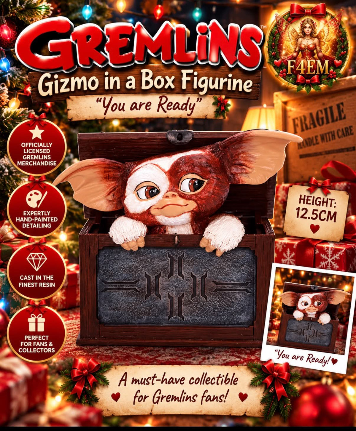 🎬❤️ Gremlins Gizmo “You Are Ready” Figurine – 12.5cm ❤️🎬