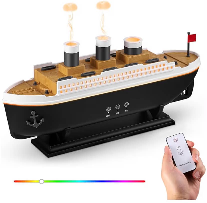 Titanic Humidifier, Rain Cloud Humidifier with Remote Control Aromatherapy Diffuser Steam Humidifier 7 Light 2 Mid Mode Humidifier