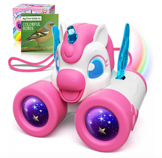 Binoculars Kids with Bird Watching Manual, Unicorn Gifts for Girls Outdoor Garden Toys for 3 4 5 6 7 Year Old Girls Kids