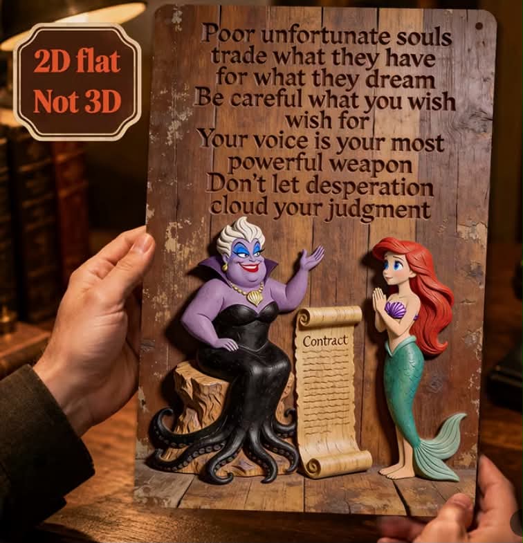 1pc Ursula for Ariel Little Mermaid Poor Unfortunate Souls Wish Reminder Theme Retro Style Metal Sign,