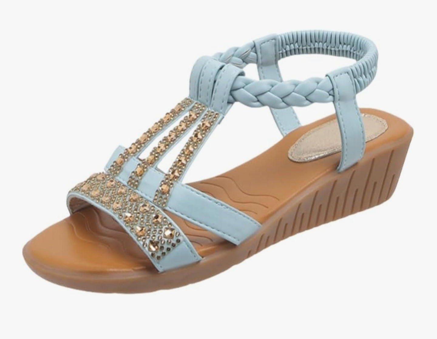 Womens Sandals Wide Fit Comfortable Slip on Wedge Shoes