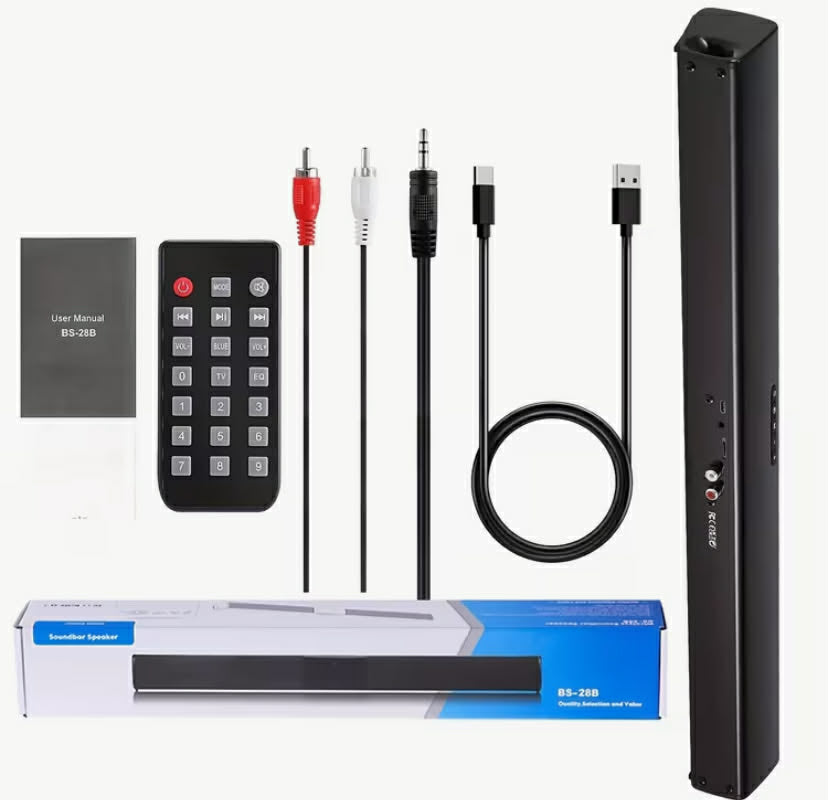 Multifunctional Soundbar Speaker System with 4 Built-in Subwoofers, Stereo Sound, AUX, TF, FM, Button Control, Passive Amplification, USB Charging, 36V Max, Infrared Wireless Technology for TV, Computer, Home Theater