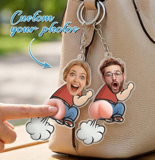 1 pc Personalized Interesting Cute Leaking-Bottomed Fart Keychains, Customized Photo Keychains, Funny Stress Relief Keychain, Women's Keychains, Bag Charms