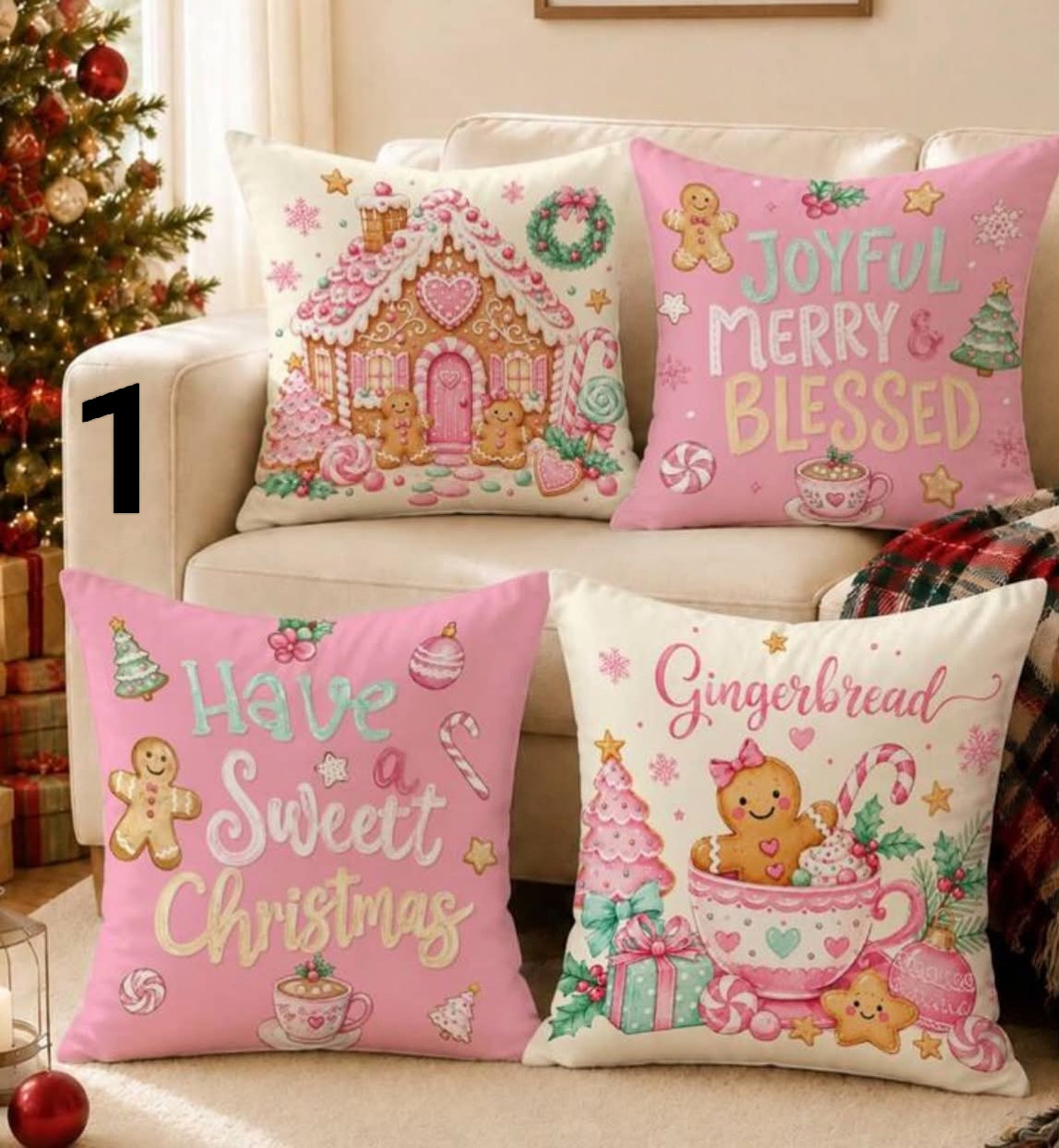 4pcs  Christmas Pillow Case,