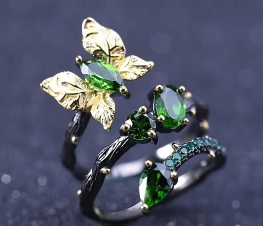 New High Quality Teenager'S Trendy Fashion Personalized Creativity Butterfly Flower Luxury Open Ring (Suitable for High-End Banquets And Parties), for Teenager, For Teenager