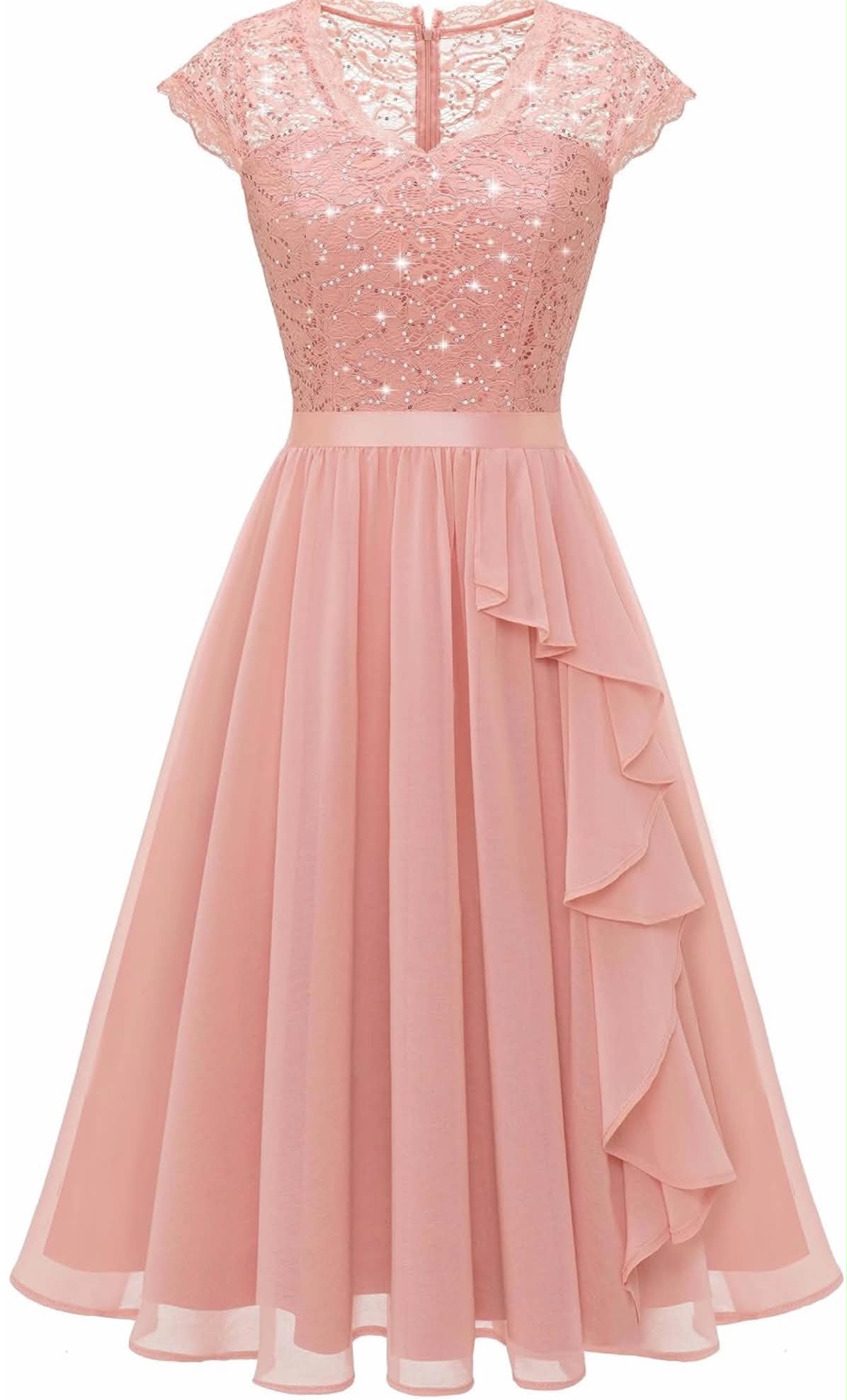 WedTrend Women's Sequin Dress Short Cocktail Dresses Ruffle Wedding Guest Dress Sparkly Formal Dresses