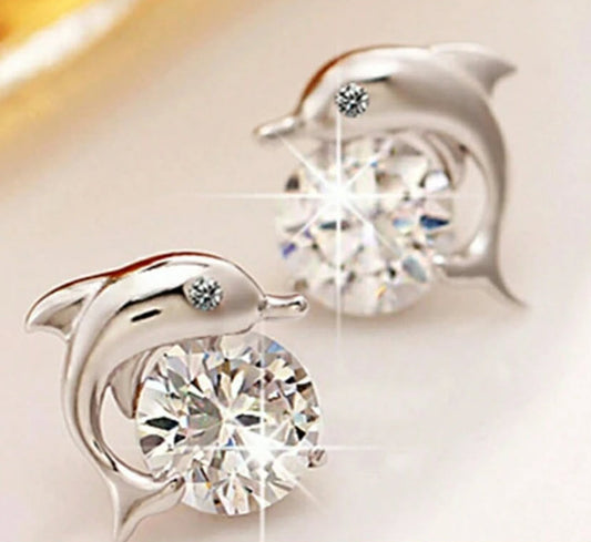 Small Fashion Jewelry - Zirconia Dolphin Ear Studs For Export