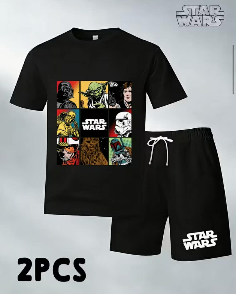 STAR WARS series - theme printing men Leisure set - Casual pants outdoor T-shirt shorts two-piece set