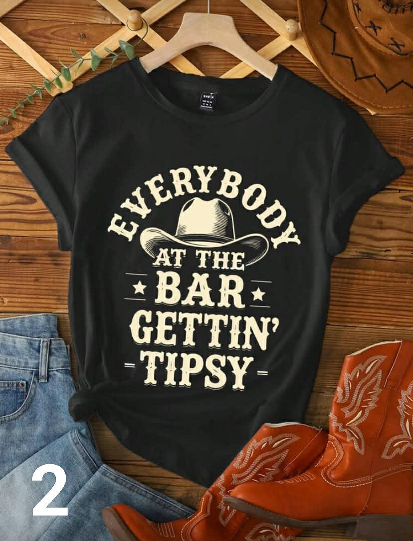 Western Themed Slogan Round Neck Short Sleeve Plus Size T-Shirt